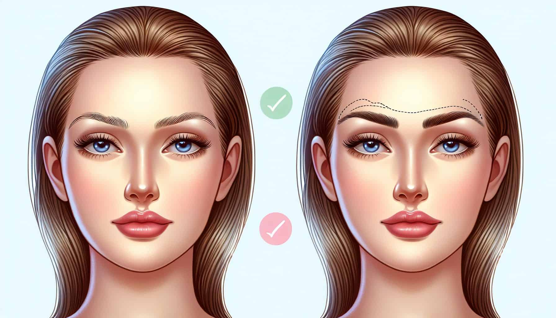 Illustration of Botox injection on eyebrow area