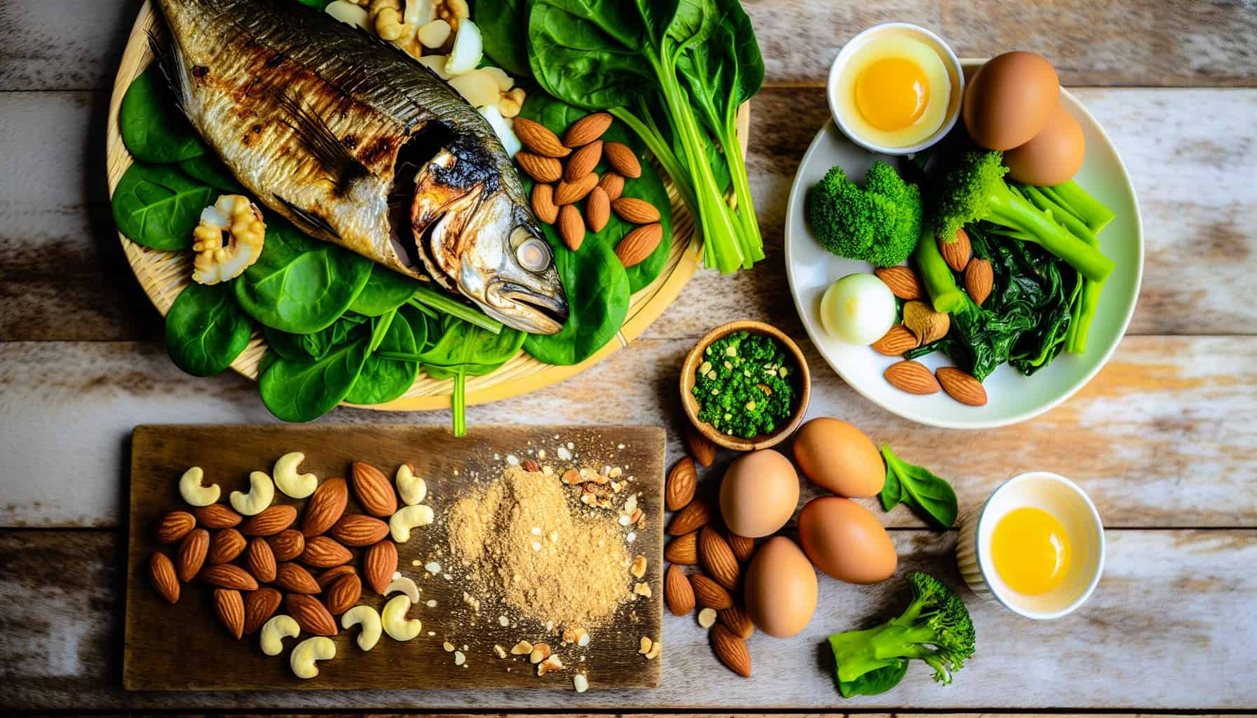 A balanced meal with nutrient-rich foods for promoting healthy hair growth