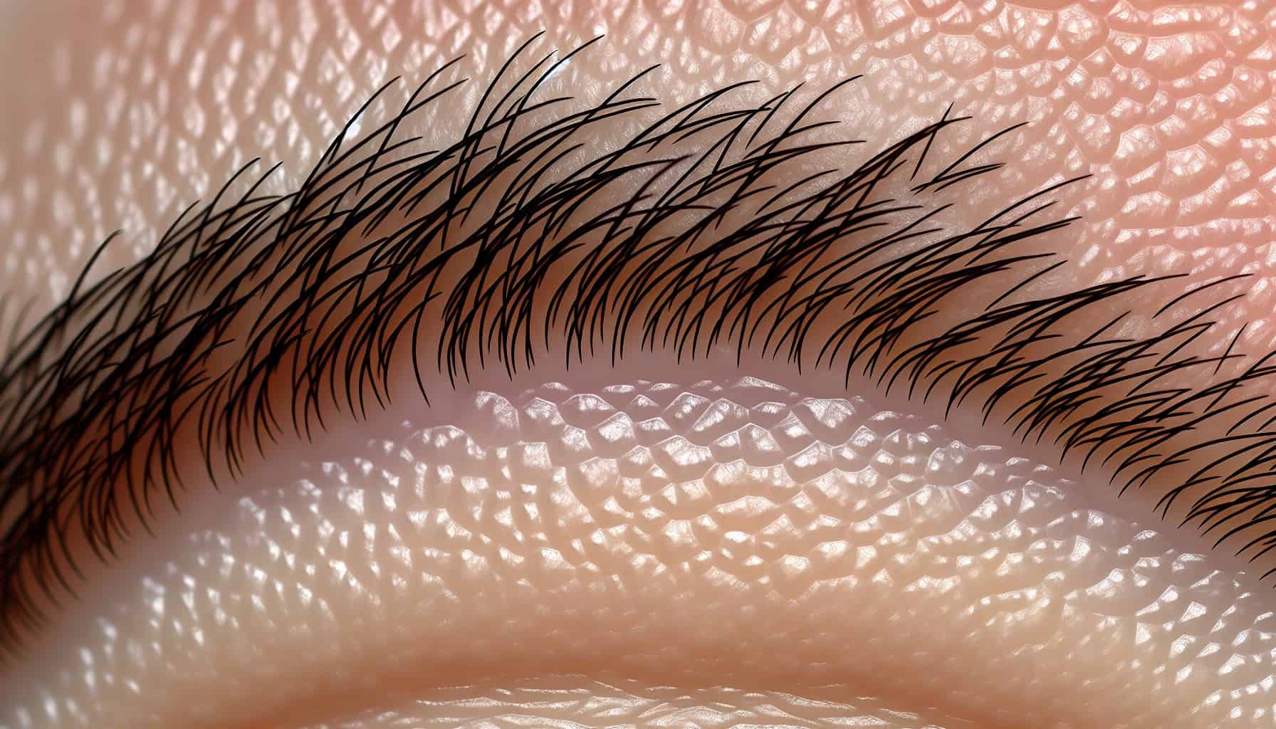 A close-up image of healthy eyebrow hairs